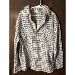 M&S Kids Cream Navy Plaid Flannel Button Down Shirt 9-10 Yrs NWT